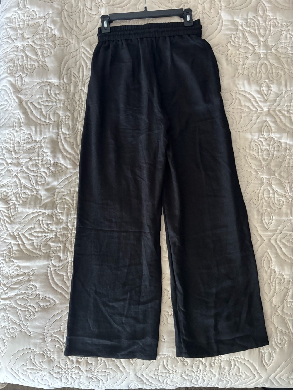 HALARA Size Small/ Tall Black Wide-Leg Drawstring Linen Pants - Picture 6 of 10